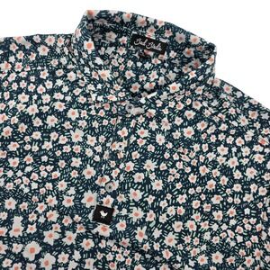 Bad Birdie Mens Floral Print Golf Polo Shirt Short Sleeve Button Up Size L